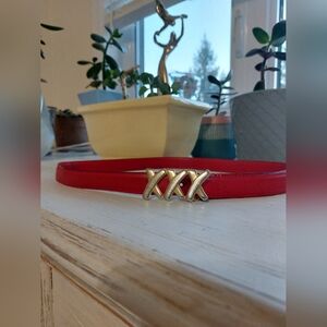 Paola Picasso Red Leather Belt with Gold Accents Small-Medium